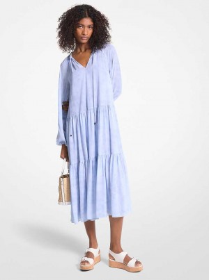 Michaelkors Embellished Printed Georgette Světle Blankyt | SN-MK26725