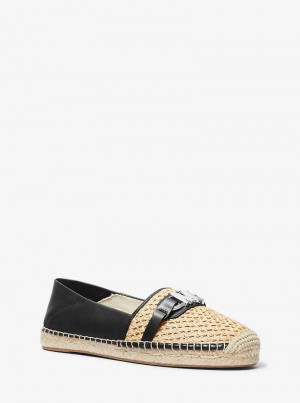 Michaelkors Ember Leather and Straw Béžový Černé | SN-MK27672