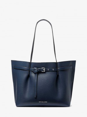 Michaelkors Emilia Large Pebbled Leather Tmavě Blankyt | SN-MK26876