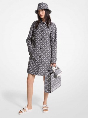 Michaelkors Empire Logo Jacquard Balmacaan Černé Bílé | SN-MK26595