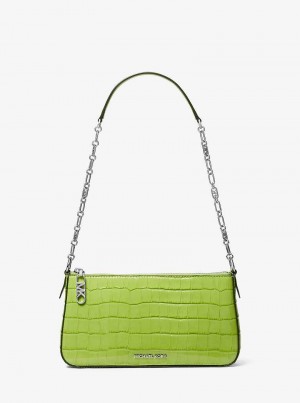 Michaelkors Empire Medium Crocodile Embossed Leather Chain-Link Zelene | SN-MK26974