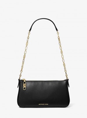 Michaelkors Empire Medium Leather Chain-Link Černé | SN-MK26980