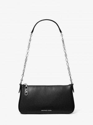 Michaelkors Empire Medium Leather Chain-Link Černé | SN-MK26981