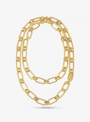 Michaelkors Empire Precious Metal-Plated Brass Double Chain-Link Zlaté | SN-MK27813