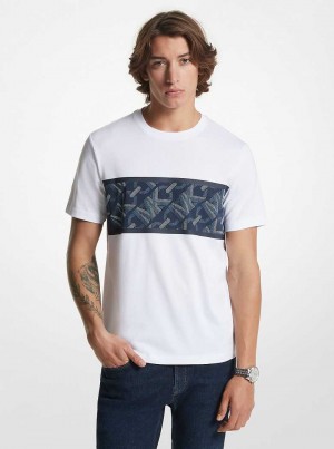 Michaelkors Empire Signature Logo Stripe Cotton Bílé | SN-MK27992