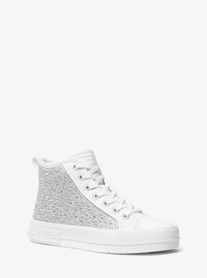 Michaelkors Evy Embellished Scuba High-Top Bílé | SN-MK27448