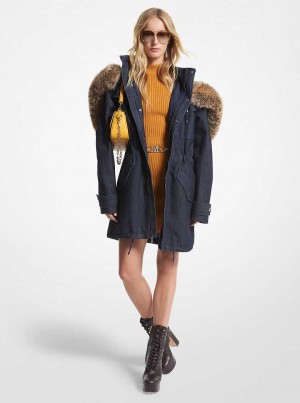 Michaelkors Faux Fur Trim Denim Černé | SN-MK26603