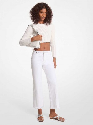 Michaelkors Frayed Denim Cropped Bílé | SN-MK26535
