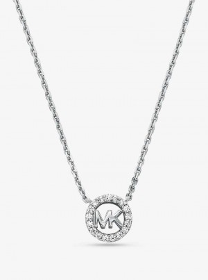Michaelkors Fulton Precious-Metal Plated Sterling Silver Pavé Logo Charm Stříbrné | SN-MK27828