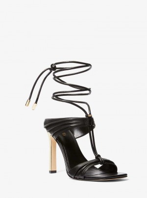 Michaelkors Gabriella Leather Lace-Up Černé Zlaté | SN-MK27562