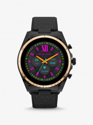 Michaelkors Gen 6 Bradshaw Black-Tone and Logo Silicone Černé Zlaté | SN-MK28278