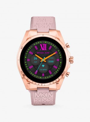 Michaelkors Gen 6 Bradshaw Rose Gold-Tone and Logo Silicone Růžové | SN-MK28271