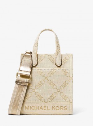 Michaelkors Gigi Extra-Small Metallic Empire Logo Jacquard Zlaté Béžový | SN-MK27361