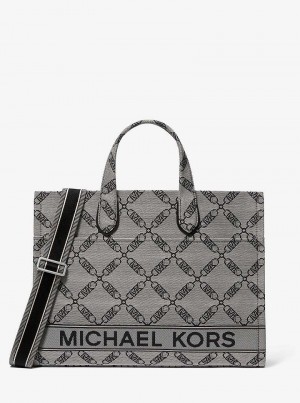 Michaelkors Gigi Large Empire Logo Jacquard Béžový Černé | SN-MK26801
