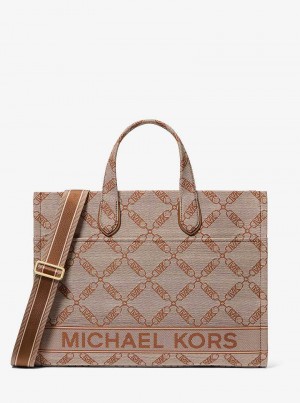 Michaelkors Gigi Large Empire Logo Jacquard Béžový | SN-MK26802