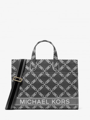 Michaelkors Gigi Large Empire Logo Jacquard Černé Bílé | SN-MK26803