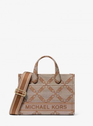 Michaelkors Gigi Small Empire Logo Jacquard Béžový | SN-MK27291