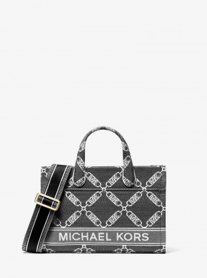 Michaelkors Gigi Small Empire Logo Jacquard Černé Bílé | SN-MK27296