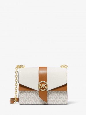Michaelkors Greenwich Small Color-Block Logo and Saffiano Leather Světle Žluté | SN-MK27028