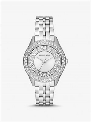 Michaelkors Harlowe Pavé Silver-Tone Watch Stříbrné | SN-MK28440