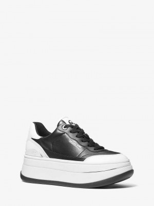 Michaelkors Hayes Two-Tone Leather Platform Černé Bílé | SN-MK27390