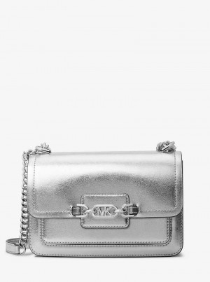 Michaelkors Heather Large Metallic Leather Stříbrné | SN-MK27042
