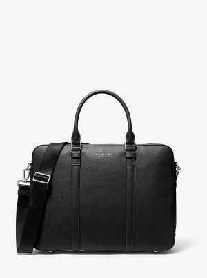 Michaelkors Hudson Logo and Leather Double-Gusset Černé | SN-MK28125