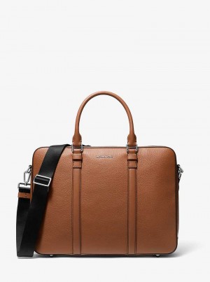 Michaelkors Hudson Logo and Leather Double-Gusset Hnědé | SN-MK28198