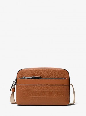 Michaelkors Hudson Pebbled Leather Utility Hnědé | SN-MK28133