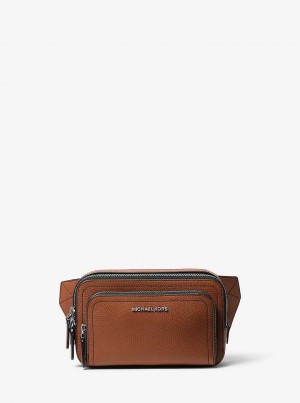 Michaelkors Hudson Small Pebbled Leather Hnědé | SN-MK28136