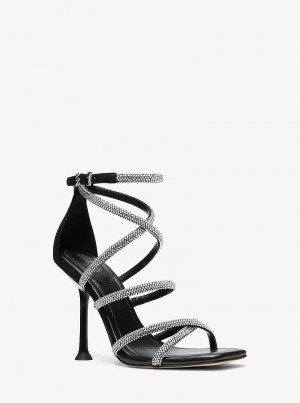 Michaelkors Imani Embellished Faux Suede Černé | SN-MK27601
