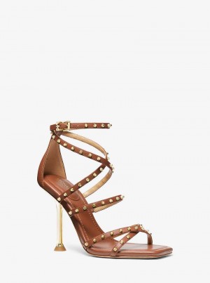 Michaelkors Imani Studded Leather Hnědé | SN-MK27531