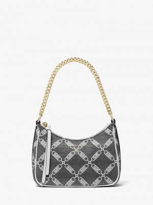 Michaelkors Jet Set Charm Small Empire Logo Jacquard Černé Bílé | SN-MK26985