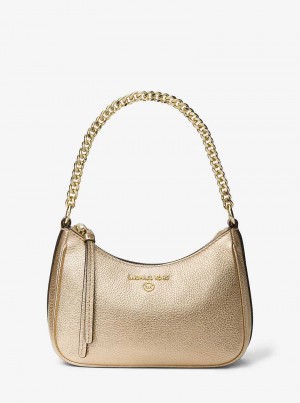 Michaelkors Jet Set Charm Small Metallic Pebbled Leather Zlaté | SN-MK26990