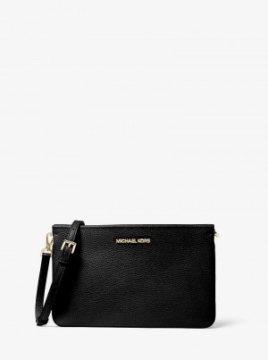 Michaelkors Jet Set Large Pebbled Leather Černé | SN-MK27113