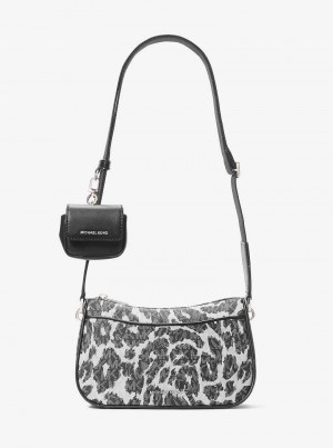 Michaelkors Jet Set Medium Leopard Logo Černé | SN-MK27137