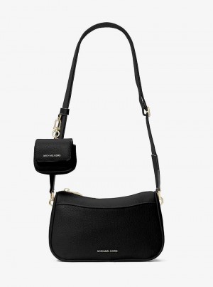 Michaelkors Jet Set Medium Pebbled Leather Černé | SN-MK27138