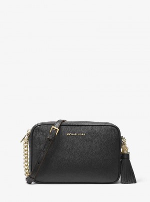 Michaelkors Jet Set Medium Pebbled Leather Černé | SN-MK27157
