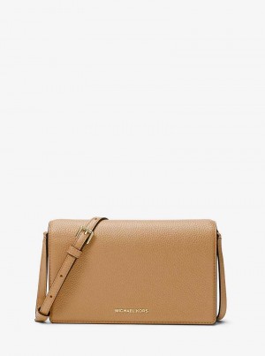 Michaelkors Jet Set Medium Pebbled Leather Front-Flap Hnědé | SN-MK27178