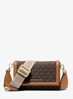 Michaelkors Jet Set Small Logo Print Woven Hnědé | SN-MK27245
