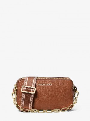 Michaelkors Jet Set Small Pebbled Leather Double Zip Hnědé | SN-MK27209