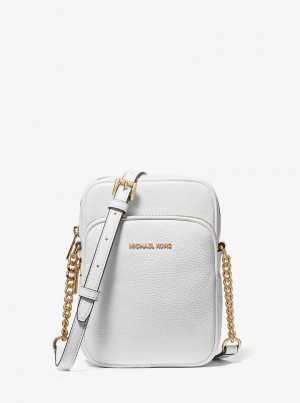 Michaelkors Jet Set Travel Medium Pebbled Leather Bílé | SN-MK27259