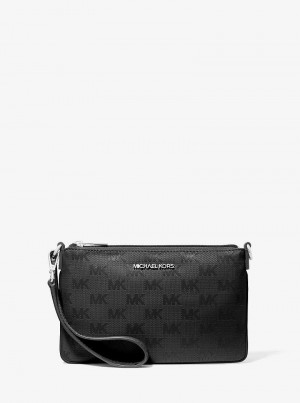 Michaelkors Jet Set Travel Small Woven Logo Nylon Černé | SN-MK27175