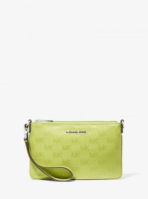 Michaelkors Jet Set Travel Small Woven Logo Nylon Světle Zelene | SN-MK27176