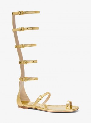 Michaelkors Juliette Metallic Python Embossed Leather Zlaté | SN-MK27690