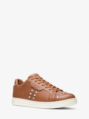 Michaelkors Keating Studded Leather Hnědé | SN-MK28249