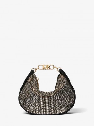Michaelkors Kendall Small Embellished Suede Černé | SN-MK27036