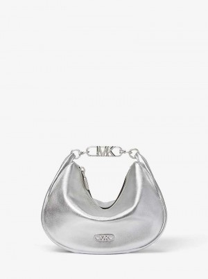 Michaelkors Kendall Small Metallic Leather Stříbrné | SN-MK27054