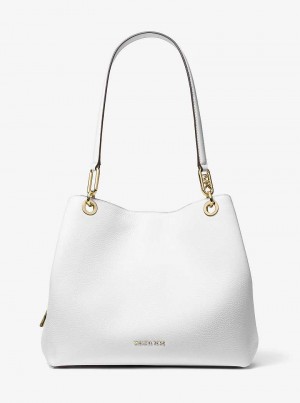 Michaelkors Kensington Large Pebbled Leather Bílé | SN-MK27020