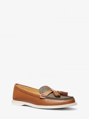 Michaelkors Kiernan Leather and Signature Logo Hnědé | SN-MK27665